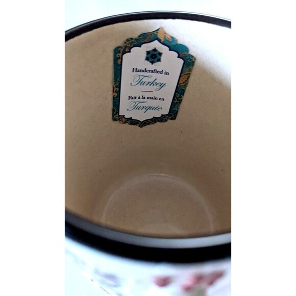 New Nakkas Ceramic Coffee Mug Traditional Handcrafted Floral Hobnails 10 oz - Picture 3 of 6